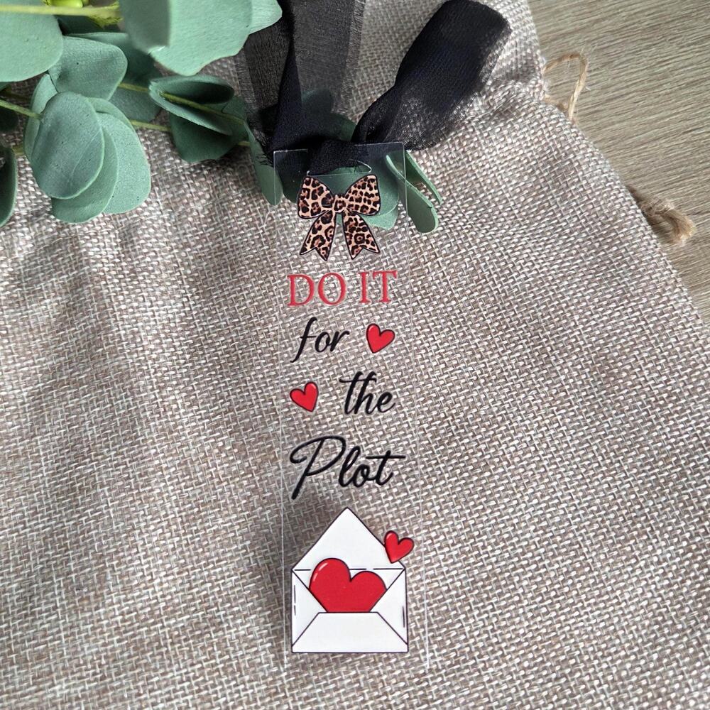 Do It For The Plot Bookmark Black Leopard Print Bow Clear Gyaru Ribbon Decor